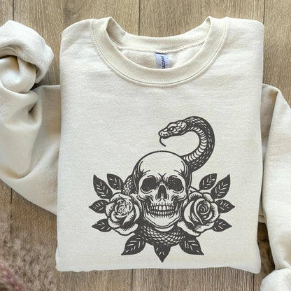 Skull Snake PNG, Floral Skull - 300 DPI Design for T-Shirt