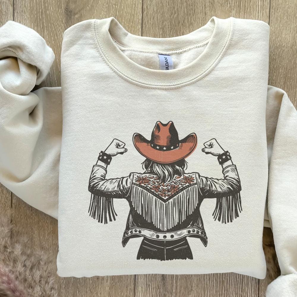 Empowered Cowgirl PNG, Fringe Jacket Art - 300 DPI Design for T-Shirt
