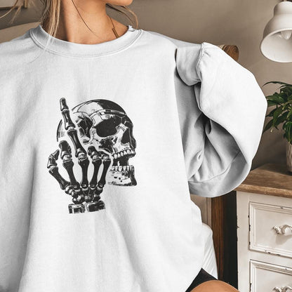 Edgy Skull with Skeleton Hand Illustration, Gothic Dark Art - 300 DPI