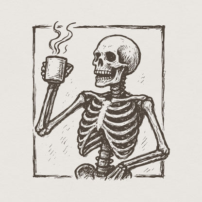 Skeleton Coffee PNG, Funny Coffee Lover Shirt - 300 DPI Design for T-Shirt