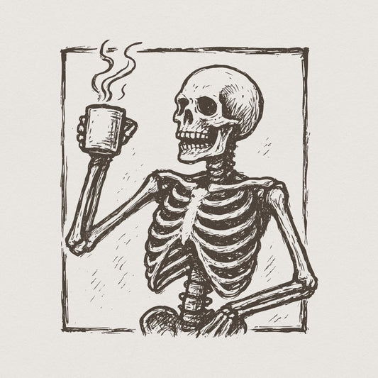 Skeleton Coffee PNG, Funny Coffee Lover Shirt - 300 DPI Design for T-Shirt