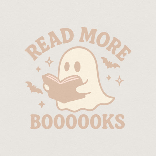 Read More Booooks PNG, Cute Ghost Reading Halloween Shirt - 300 DPI