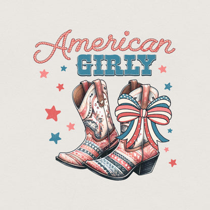 American Girly PNG, 4th of July Coquette - 300 DPI Design for T-Shirt