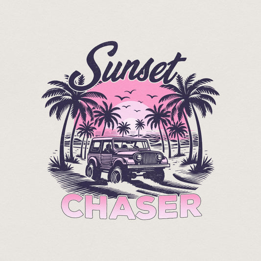 Sunset Chaser PNG, Summer Vibes - 300 DPI Design for T-Shirt