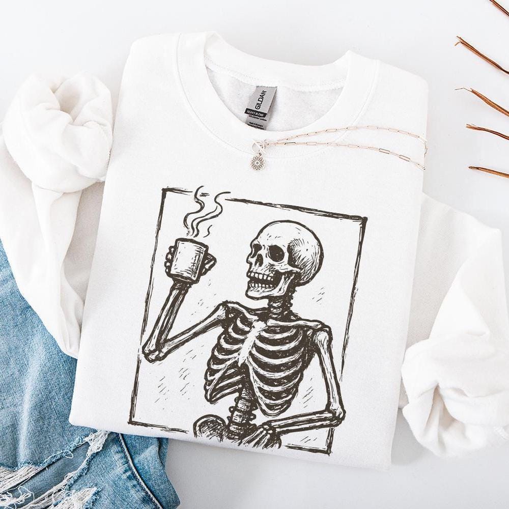 Skeleton Coffee PNG, Funny Coffee Lover Shirt - 300 DPI Design for T-Shirt