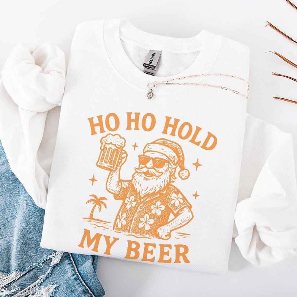 Ho Ho Hold My Beer PNG, Funny Santa Christmas Shirt - 300 DPI Design for