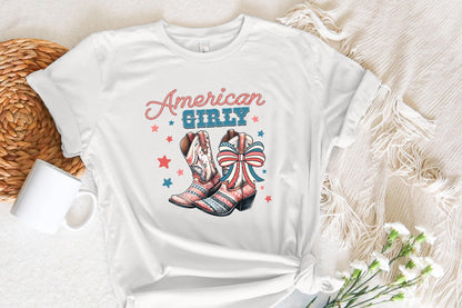 American Girly PNG, 4th of July Coquette - 300 DPI Design for T-Shirt