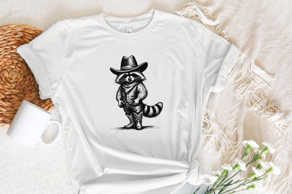 Western Raccoon PNG, Vintage Distressed Animal Lover Designs - 300 DPI