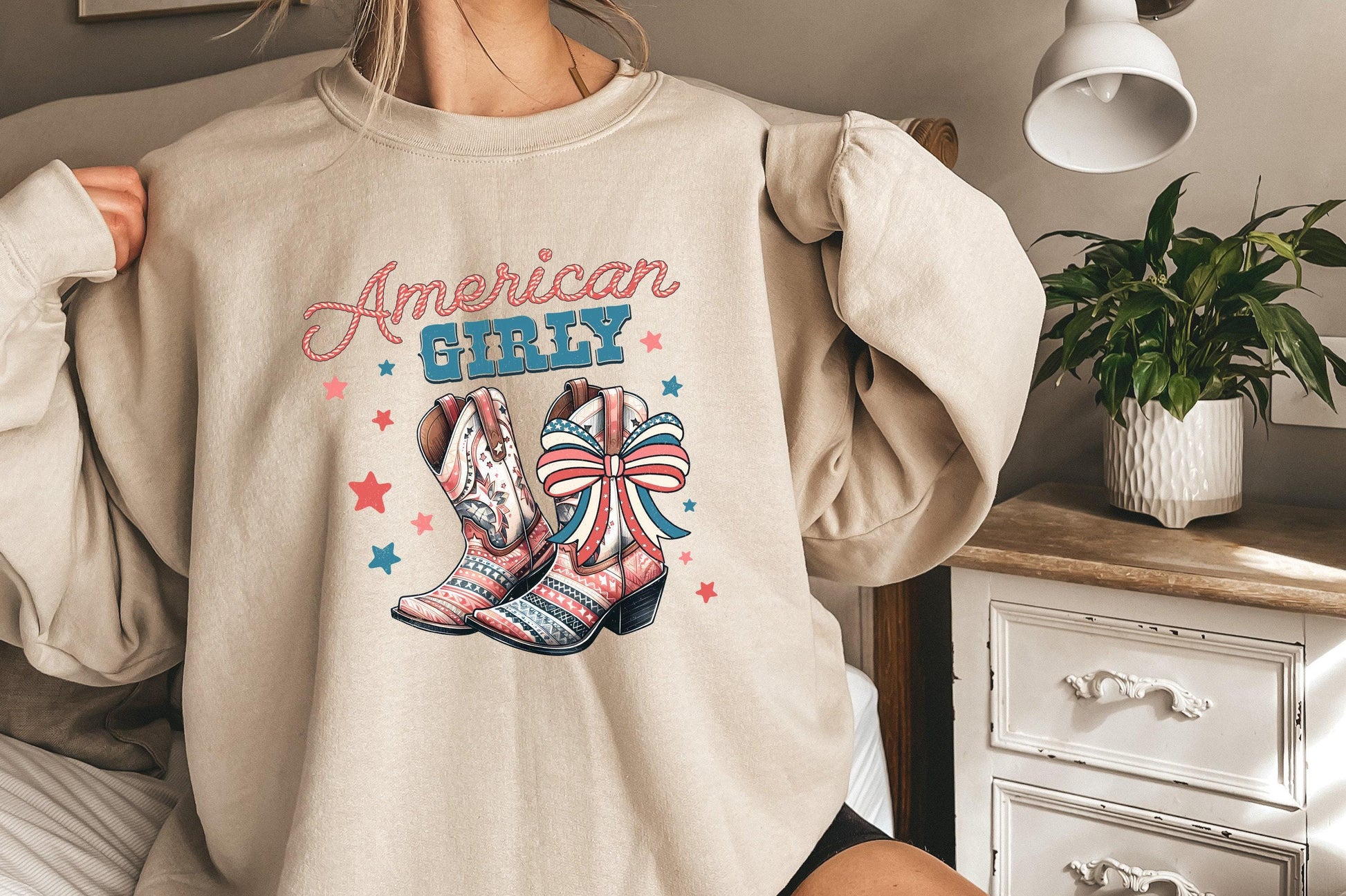 American Girly PNG, 4th of July Coquette - 300 DPI Design for T-Shirt