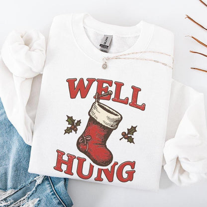 Well Hung Christmas Stocking PNG, Funny Holiday Digital Download - 300
