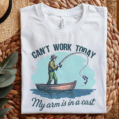 Can’t Work Today My Arm Is In A Cast PNG, Funny Fishing Shirt PNG - 300