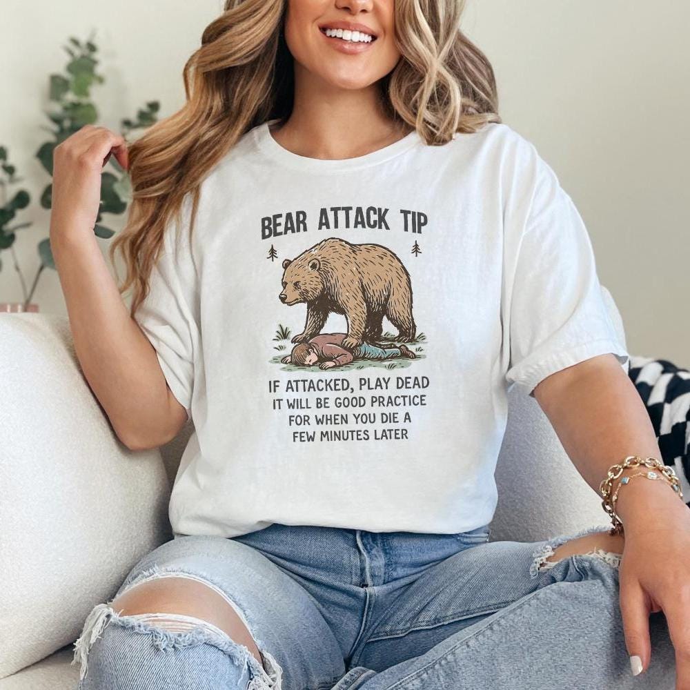 Bear Attack Tip PNG, Funny Bear Quote PNG - 300 DPI Design for T-Shirt