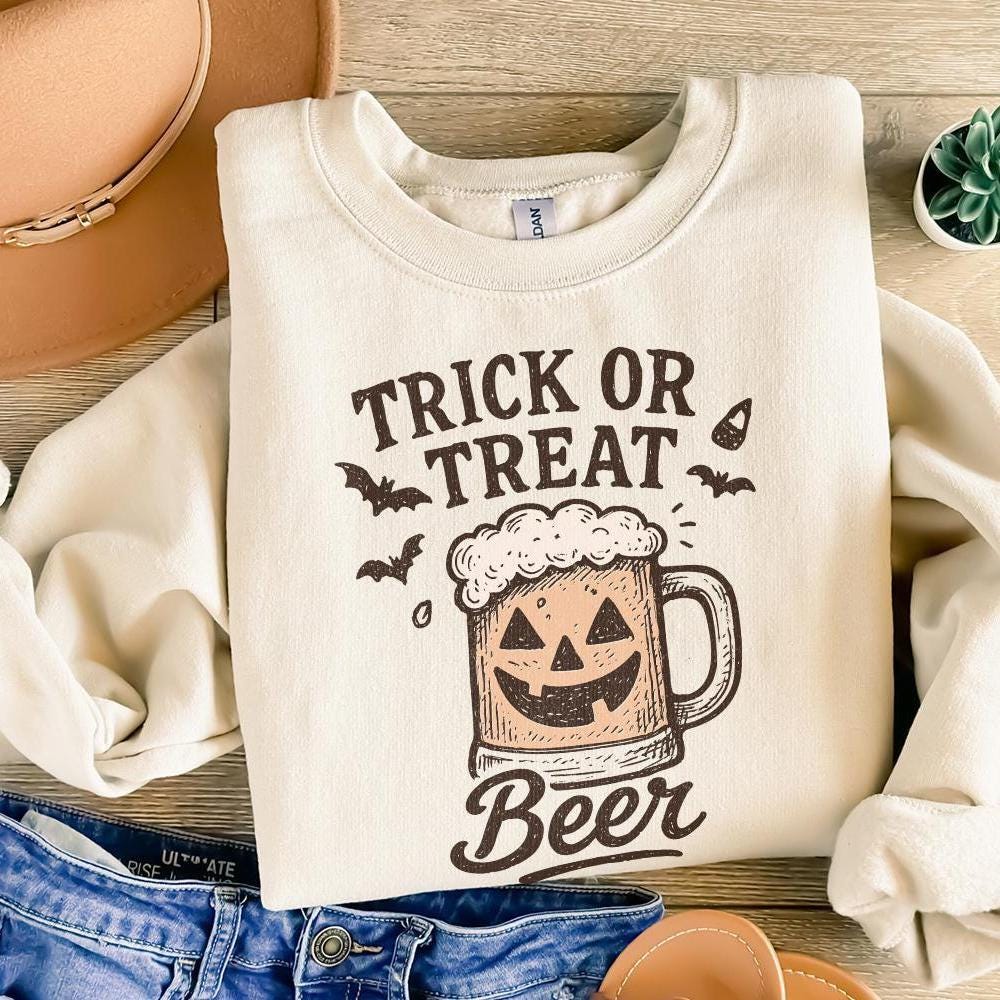 Trick Or Treat Beer PNG, Halloween Beer Mug Digital Download - 300 DPI
