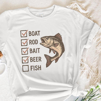 Boat Rod Bait Beer Fish PNG, Funny Fishing Checklist Design - 300 DPI