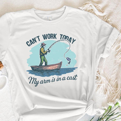 Can’t Work Today My Arm Is In A Cast PNG, Funny Fishing Shirt PNG - 300
