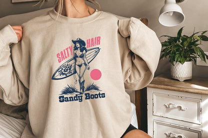 Salt Hair Sandy Boots PNG, Western Summer PNG - 300 DPI Design for T-Shirt