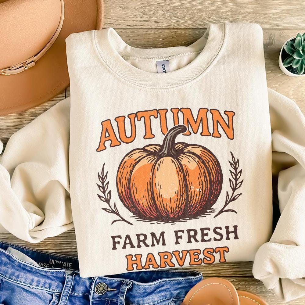 Autumn Farm Fresh Harvest PNG, Pumpkin Digital Download - 300 DPI Design