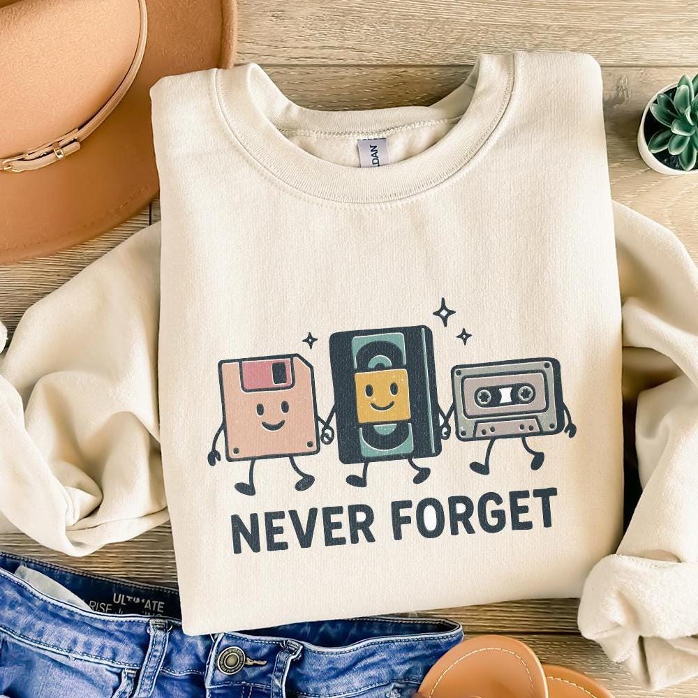 Never Forget PNG, Retro Technology Digital Download - 300 DPI Design for