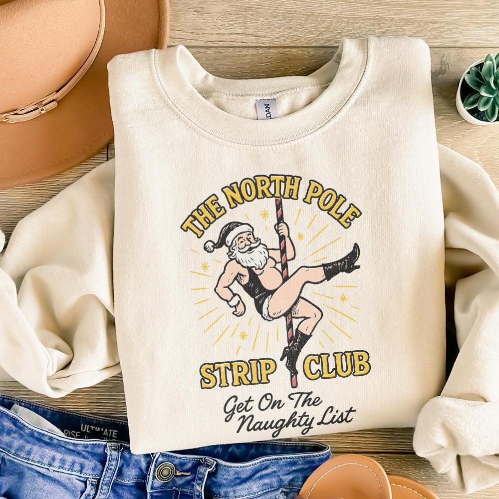 The North Pole Strip Club PNG, Funny Santa Pole Dance - 300 DPI Design