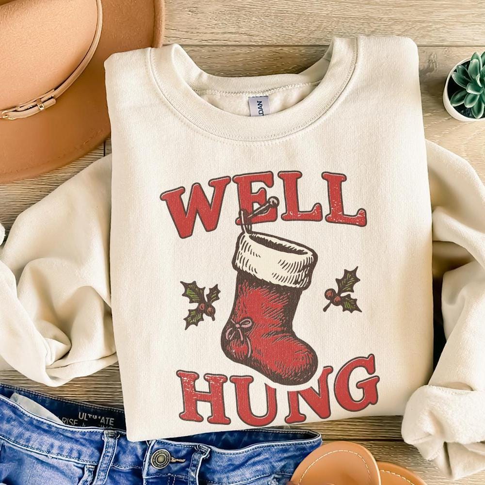 Well Hung Christmas Stocking PNG, Funny Holiday Digital Download - 300