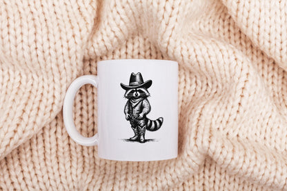 Western Raccoon PNG, Vintage Distressed Animal Lover Designs - 300 DPI