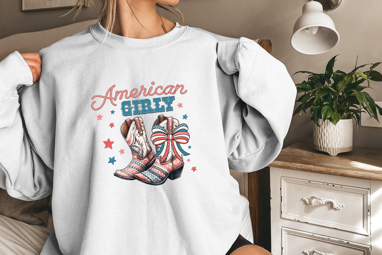 American Girly PNG, 4th of July Coquette - 300 DPI Design for T-Shirt