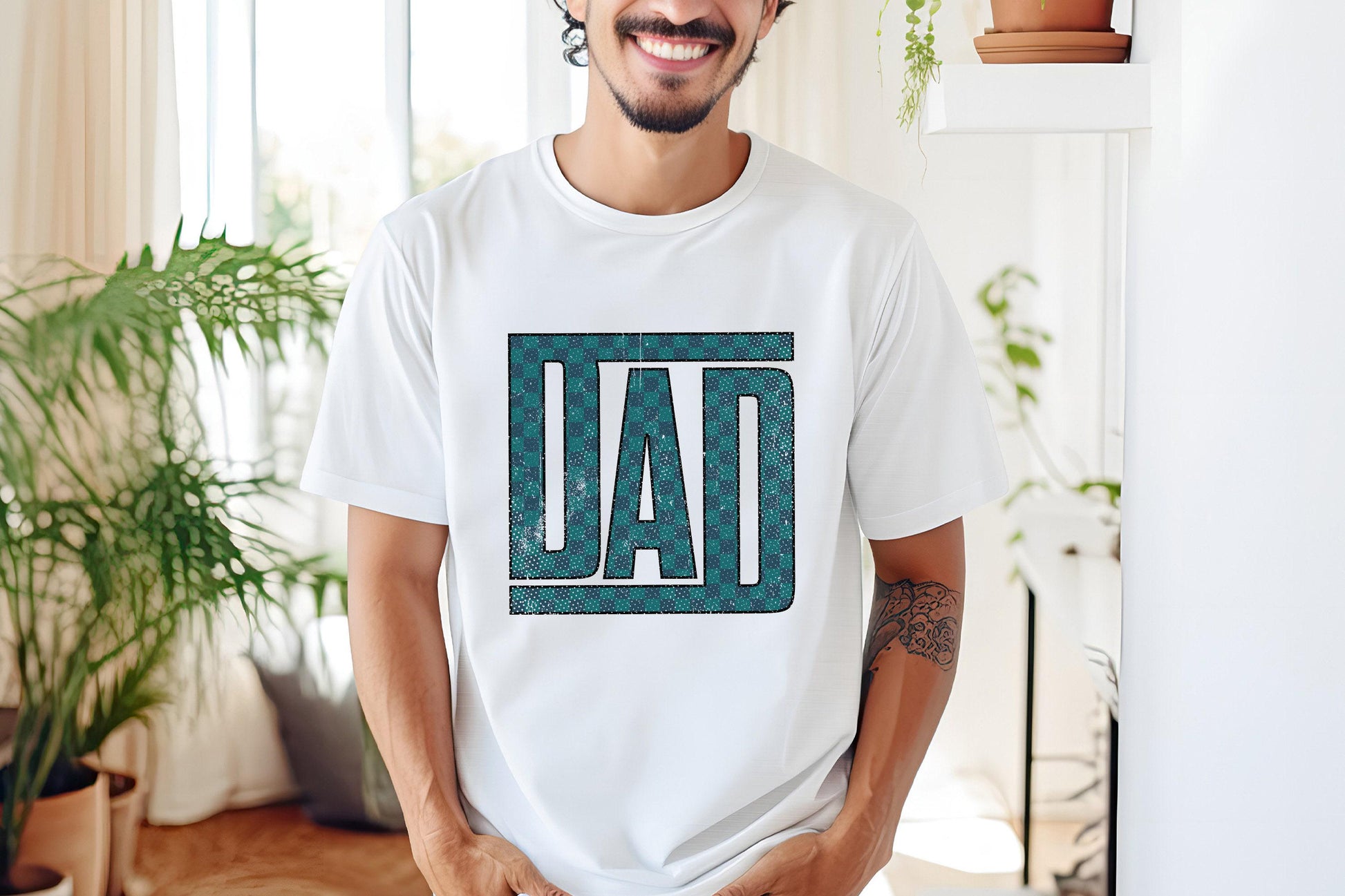 Checkered Dad PNG, Retro Father's Day Design - 300 DPI Design for T-Shirt