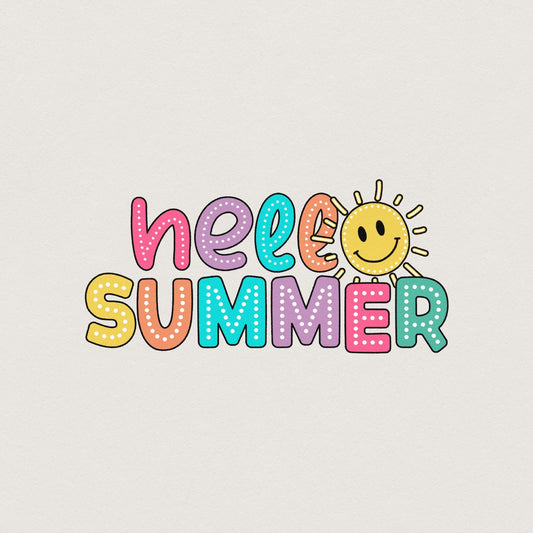 Hello Summer PNG, Dalmatian Dots Retro Vibes - 300 DPI Design for T-Shirt