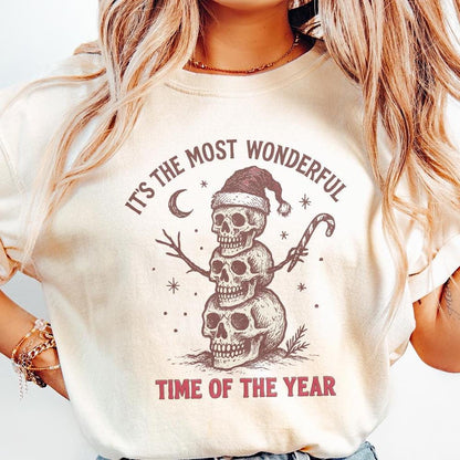 It’s The Most Wonderful Time Of The Year PNG, Skull Christmas Shirt - 300