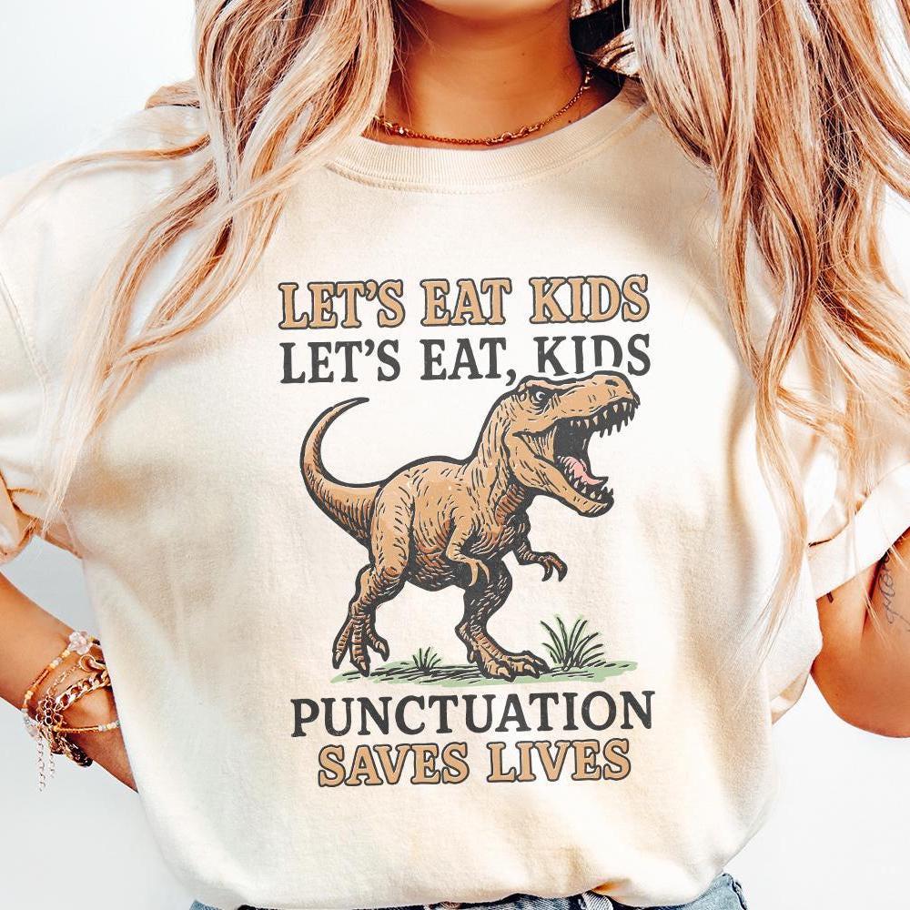 Let's Eat Kids PNG, Funny Dinosaur Digital Download - 300 DPI Design for