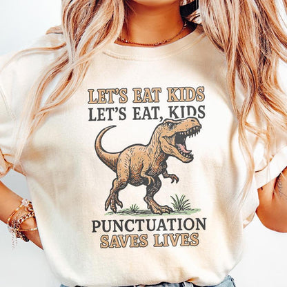 Let's Eat Kids PNG, Funny Dinosaur Digital Download - 300 DPI Design for