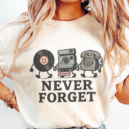 Never Forget PNG, Retro Vinyl Camera Phone Printable - 300 DPI Design for