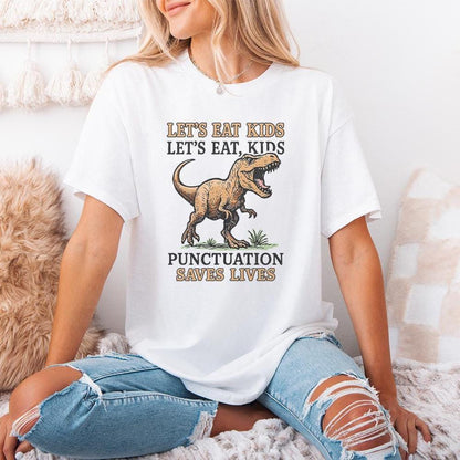 Let's Eat Kids PNG, Funny Dinosaur Digital Download - 300 DPI Design for