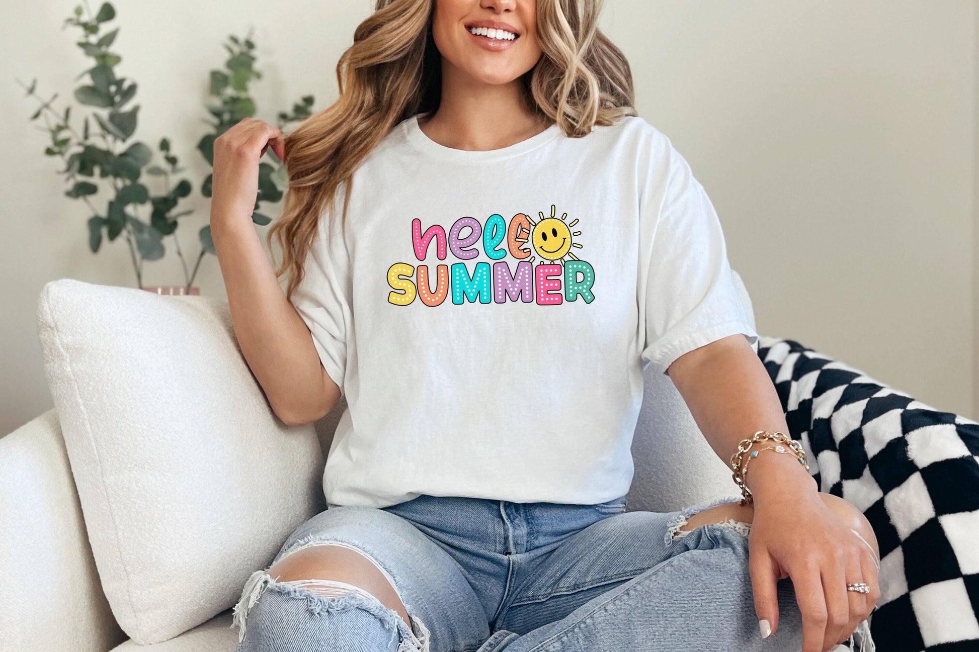 Hello Summer PNG, Dalmatian Dots Retro Vibes - 300 DPI Design for T-Shirt