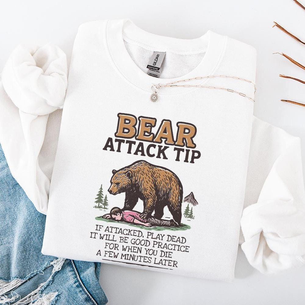 Bear Attack Tip PNG, If Attacked Play Dead - 300 DPI Design for T-Shirt
