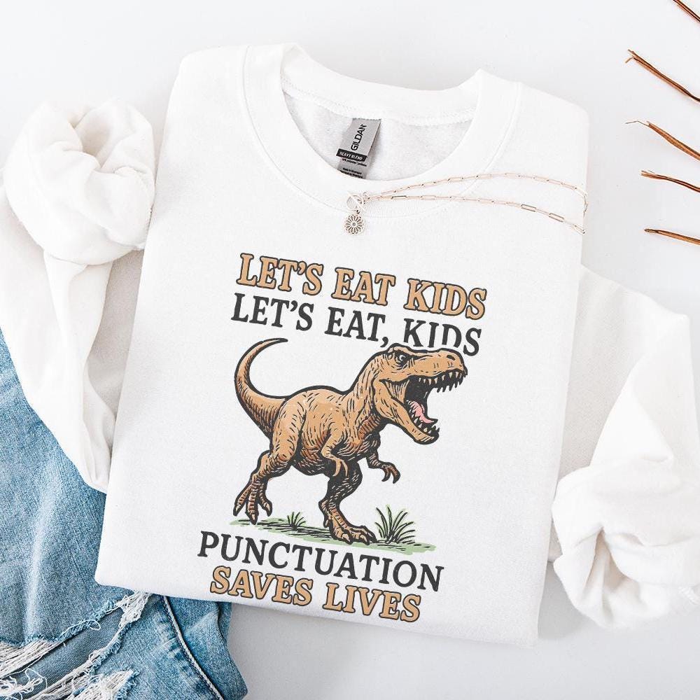 Let's Eat Kids PNG, Funny Dinosaur Digital Download - 300 DPI Design for