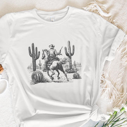 Wild West Cowboy PNG, Retro Desert Horseback Riding - 300 DPI Design for