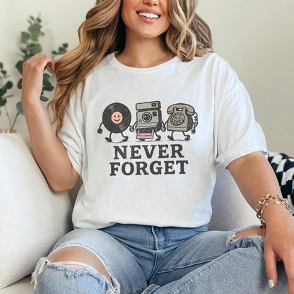Never Forget PNG, Retro Vinyl Camera Phone Printable - 300 DPI Design for