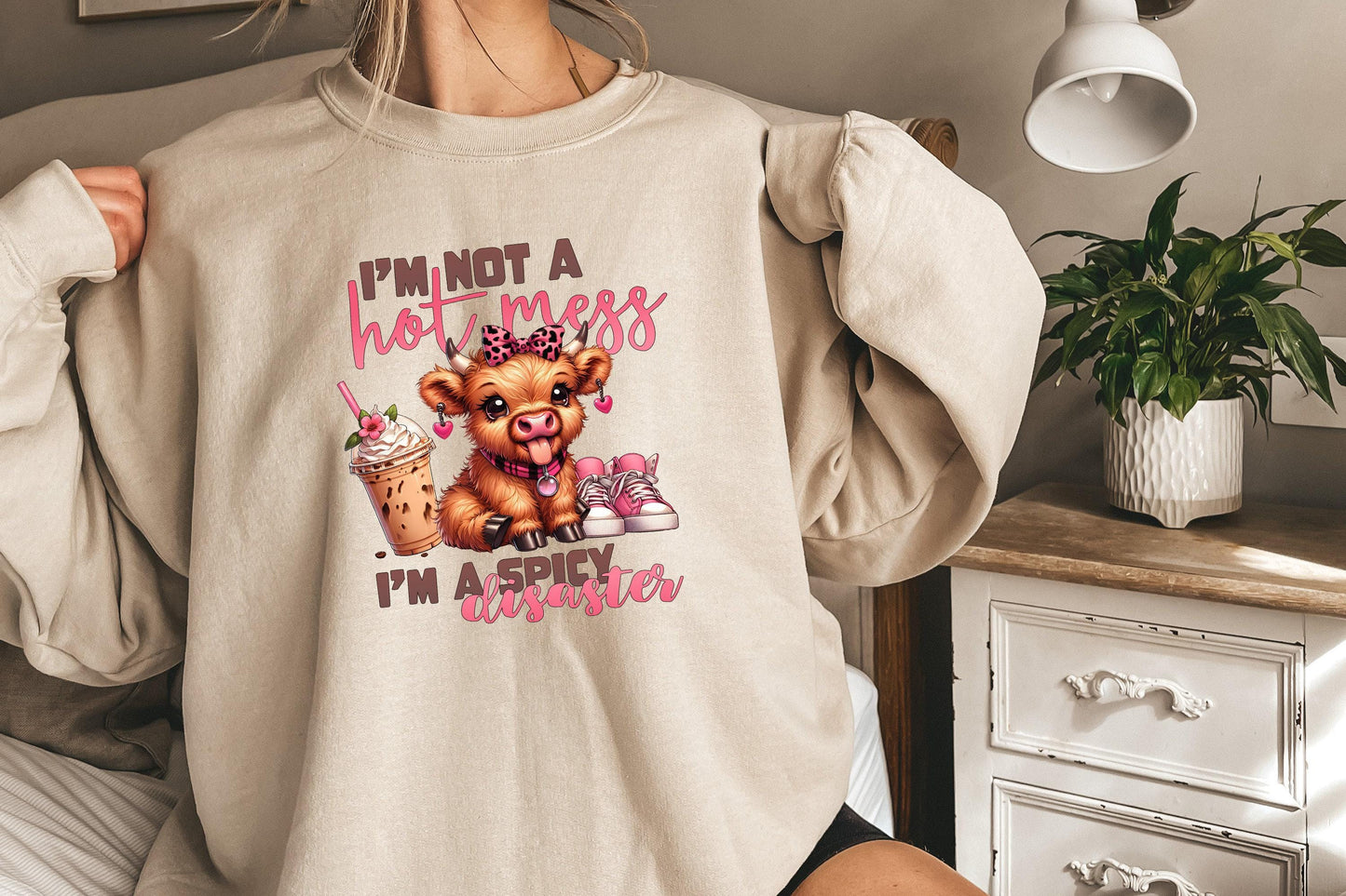 Cute Highland Cow Sticking Out Tongue PNG, I'm Not A Mess - 300 DPI