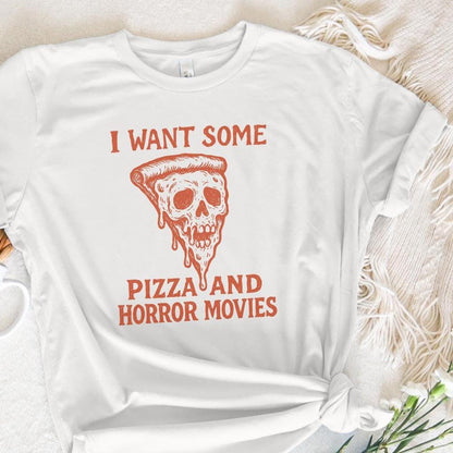 I Want Some Pizza And Horror Movies PNG, Funny Pizza Skull Art - 300 DPI