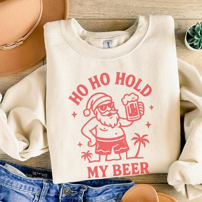 Ho Ho Hold My Beer PNG, Funny Santa Digital Download - 300 DPI Design for