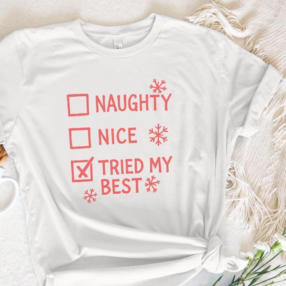 Naughty Nice Tried My Best PNG, Christmas Checklist Digital Download -