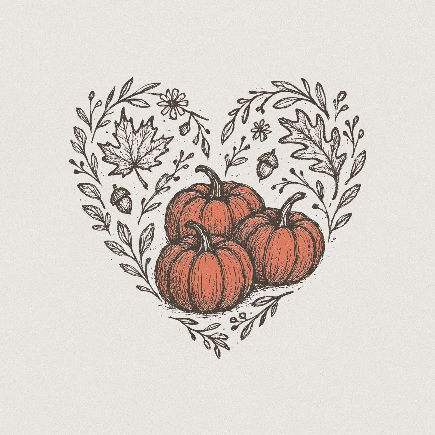 Pumpkin Heart PNG, Fall Pumpkin Digital Download - 300 DPI Design for