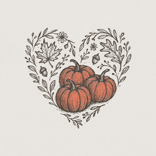 Pumpkin Heart PNG, Fall Pumpkin Digital Download - 300 DPI Design for