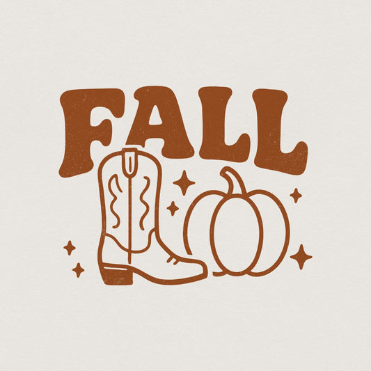 Fall PNG, Cowboy Boot and Pumpkin Design - 300 DPI Design for T-Shirt