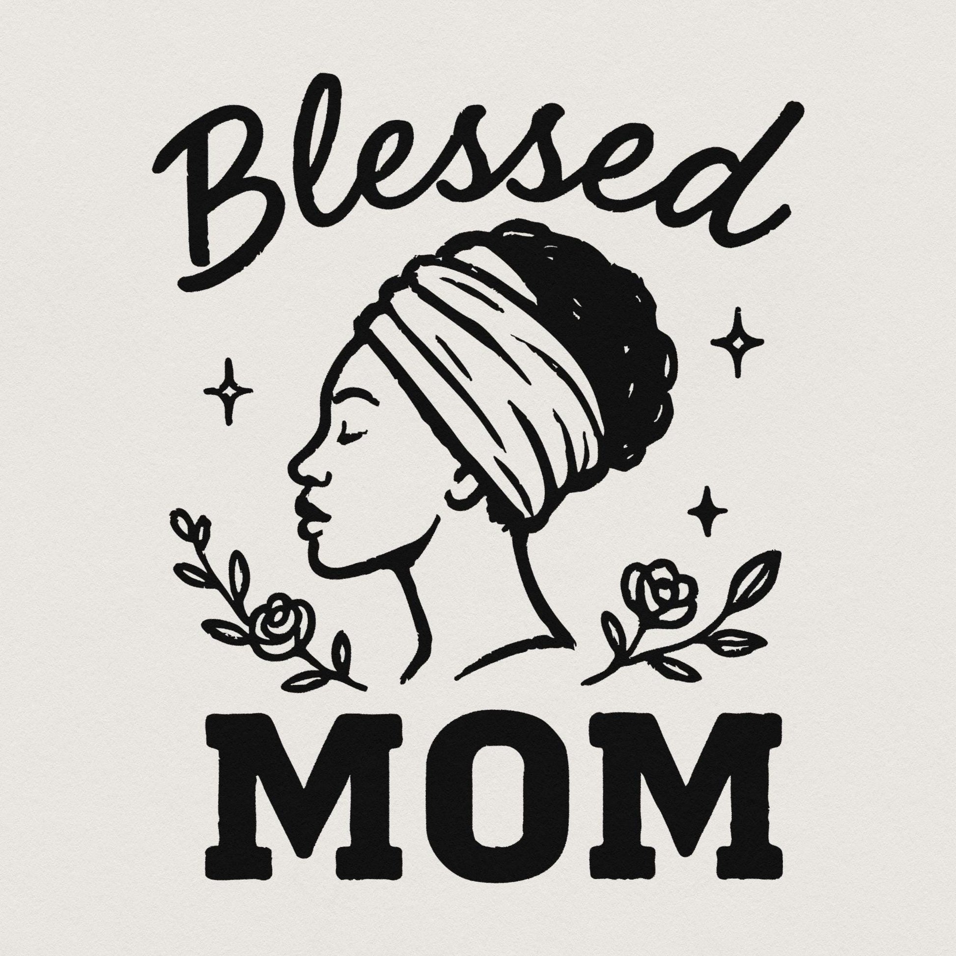 Blessed Mom PNG, Floral Afro Woman Sublimation - 300 DPI Design for T-Shirt