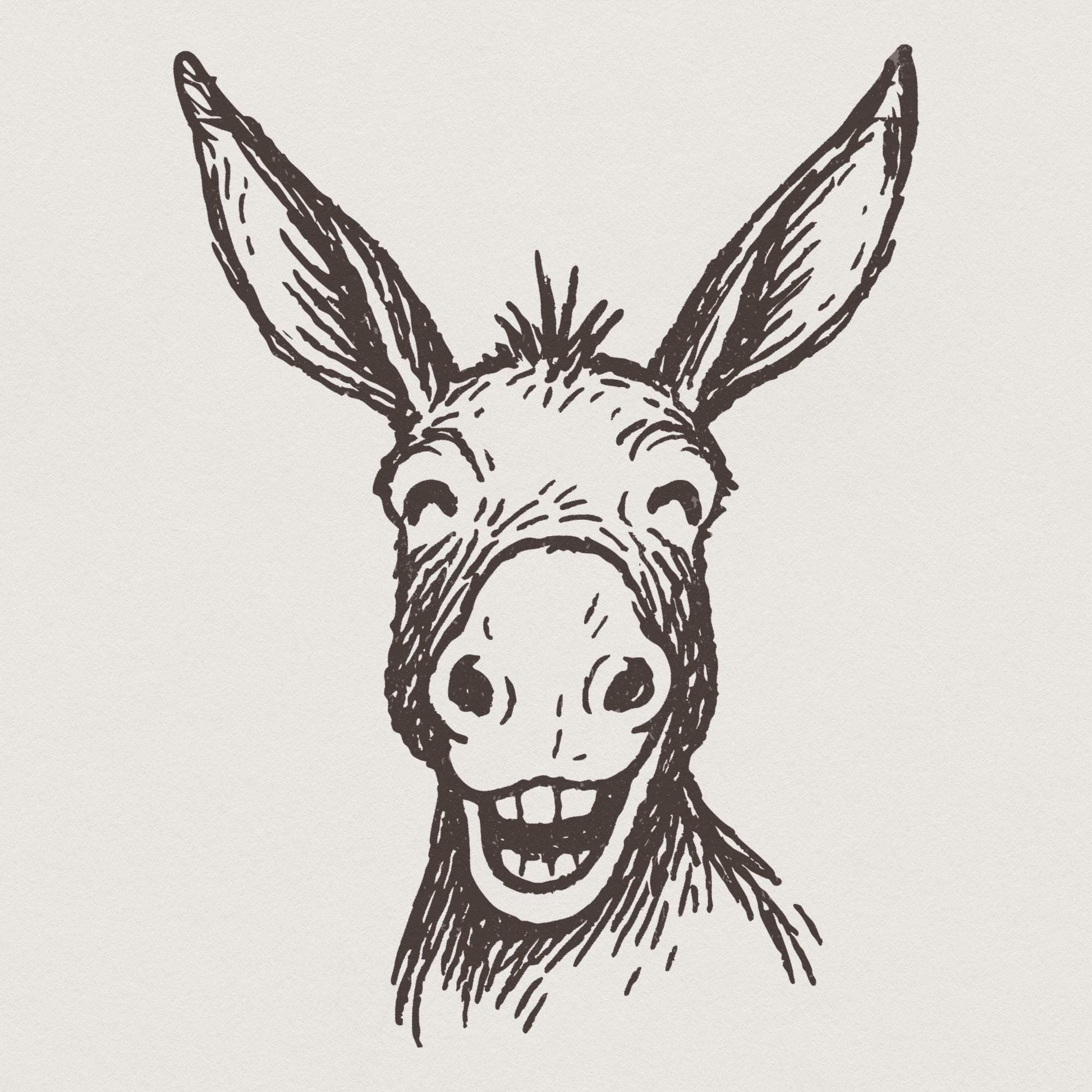 Funny Donkey PNG, Smiling Animal Clipart - 300 DPI Design for T-Shirt