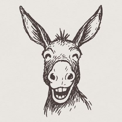 Funny Donkey PNG, Smiling Animal Clipart - 300 DPI Design for T-Shirt