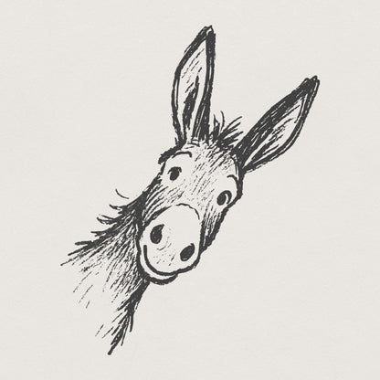 Funny Donkey PNG Illustration, Animal Drawing Clipart - 300 DPI Design