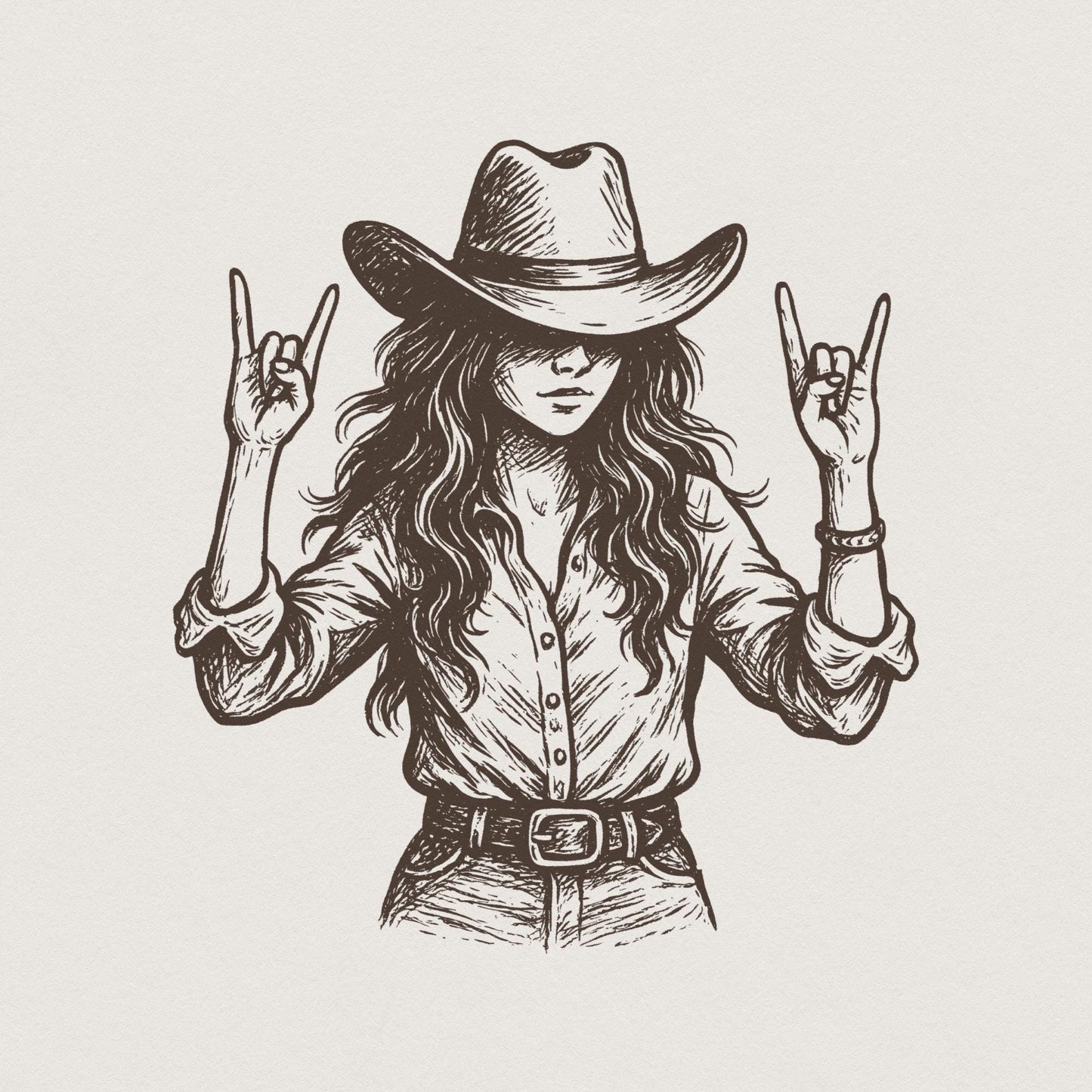 Cowgirl PNG, Western Rocker Girl Digital Download - 300 DPI Design for